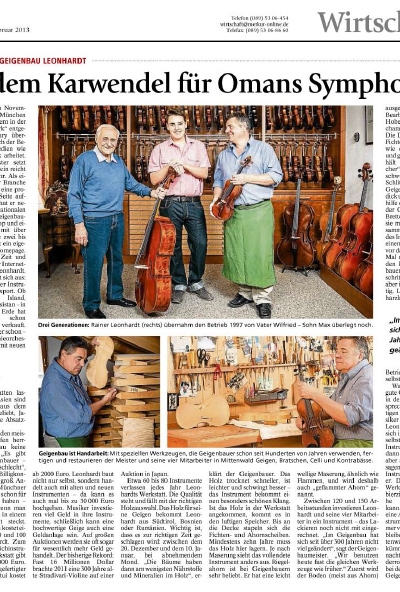 &quot;Geigen aus dem Karwendel für Omans Symphoniker&quot; Münchner Merkur