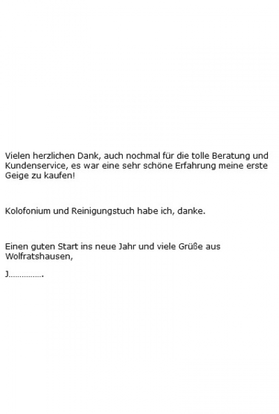 Grüße einer zufriedenen Geigenkäuferin